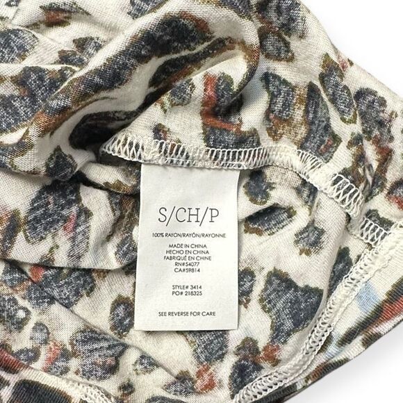 CABI Women’s Multicolor Leopard Print Boxy Roll Cuff Tee Size Small Style #3414 - Picture 5 of 6